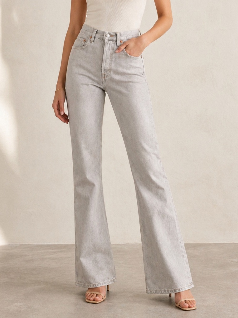 RE/DONE 70s Bootcut Jeans Gray Long Size 26 x 32 Inseam